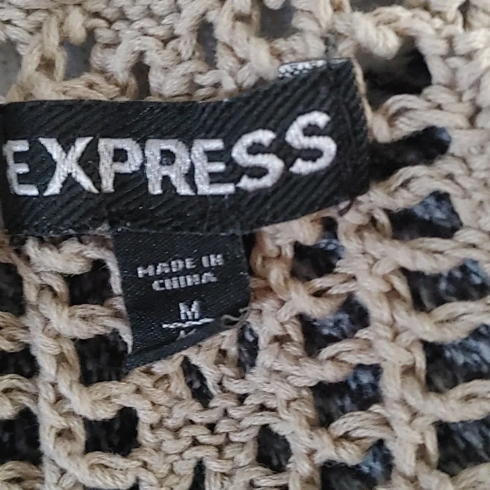 Vintage Express Tan Crochet Camisole Top Swim top cover up Size Medium - Picture 2 of 4